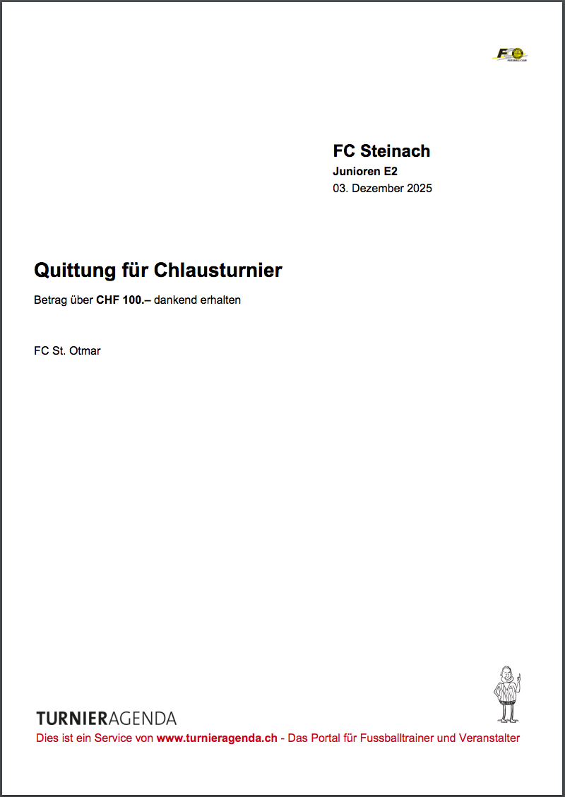 PDF Quittung Fussballturnier